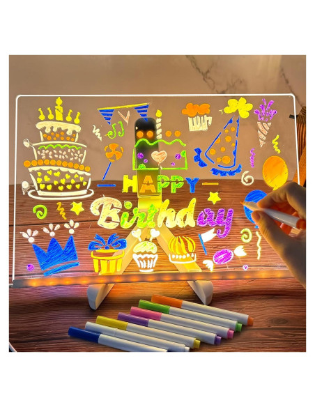 Tablero de Notas LED Ntrjtrss 30x20cm con 7 Marcadores