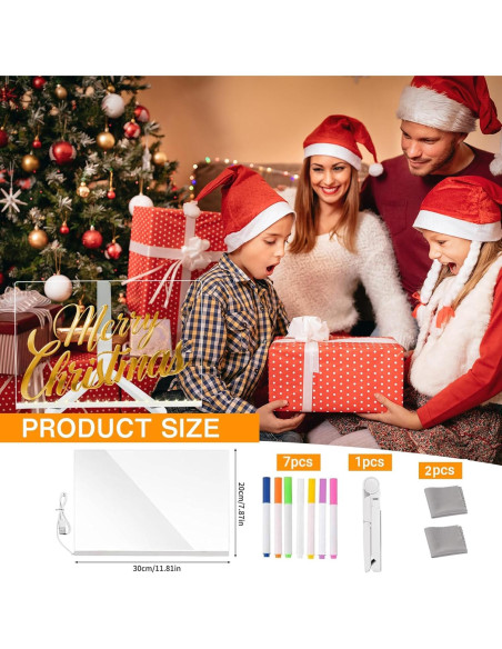 Tablero de Notas LED Ntrjtrss 30x20cm con 7 Marcadores