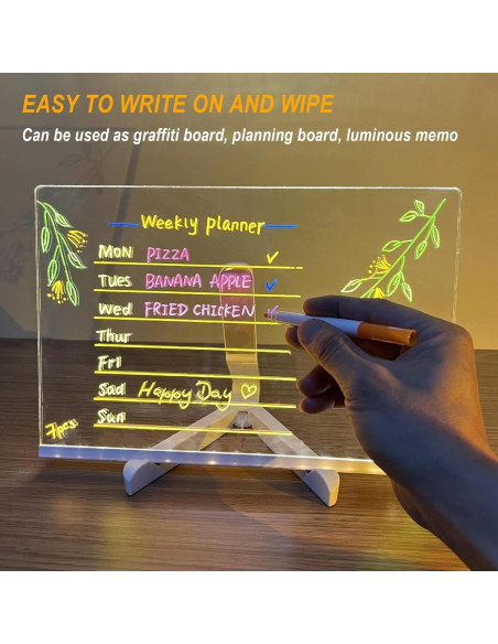 Tablero de Notas LED Ntrjtrss 30x20cm con 7 Marcadores