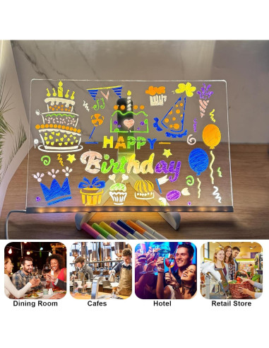 Tablero de Notas LED Ntrjtrss 30x20cm con 7 Marcadores