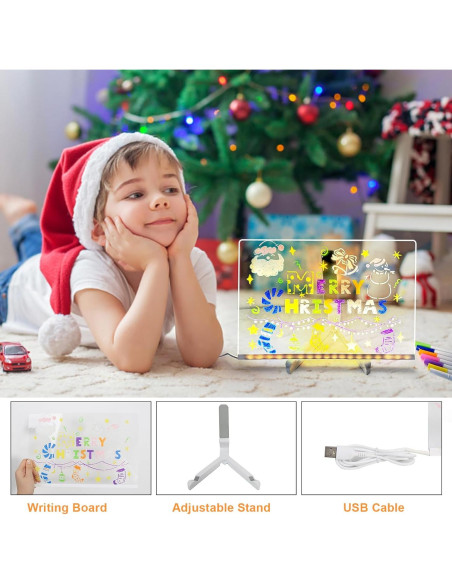 Tablero de Notas LED Ntrjtrss 30x20cm con 7 Marcadores