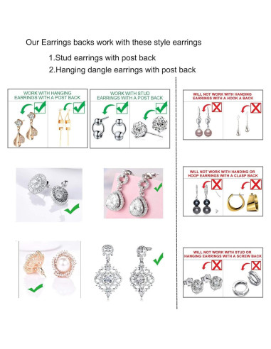 6 Pares Sujetadores Pendientes Oro 14K Ajustables Hipoalergénicos