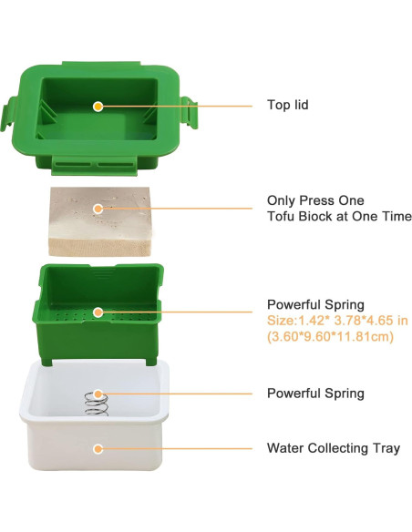 Prensa de Tofu Ihomepark Verde Apta para Lavavajillas 308g