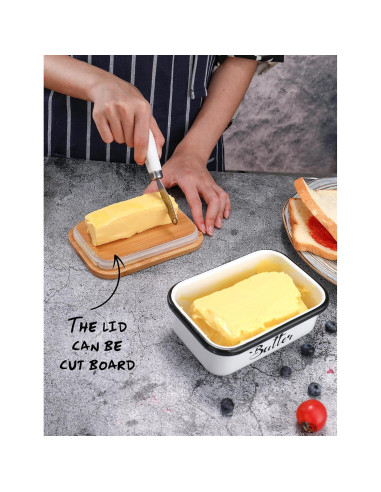Plato para Mantequilla con Tapa AISBUGUR Acero Inoxidable 14x5.1 cm