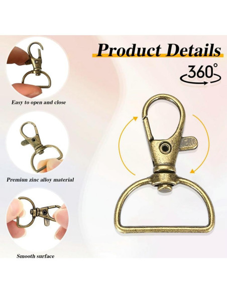 Ganchos de Clip Giratorio PEOUWNES 40 Piezas Bronce 1.8 cm