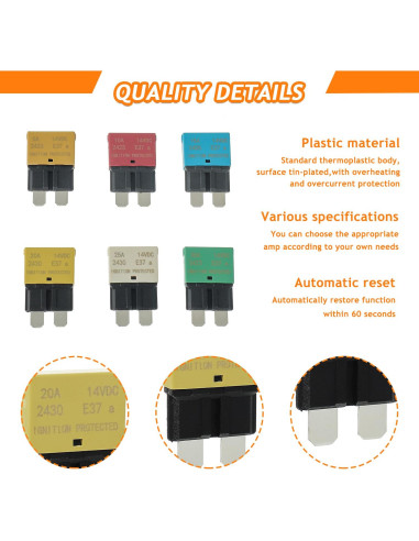 Fusibles Automáticos E37 Bajo Perfil 5A 10A 15A 20A 25A 30A