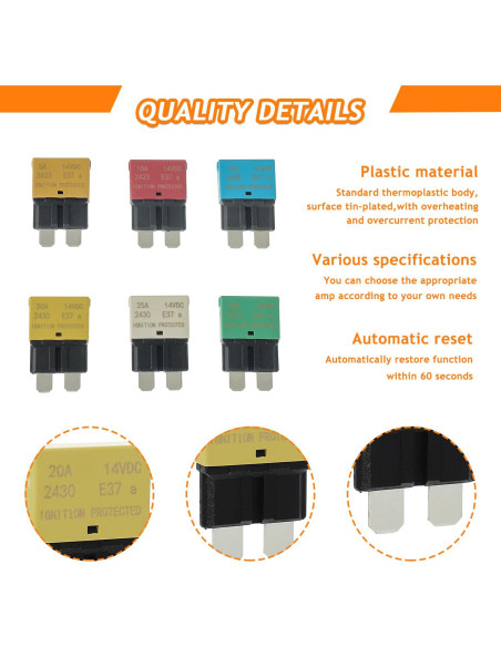 Fusibles Automáticos E37 Bajo Perfil 5A 10A 15A 20A 25A 30A