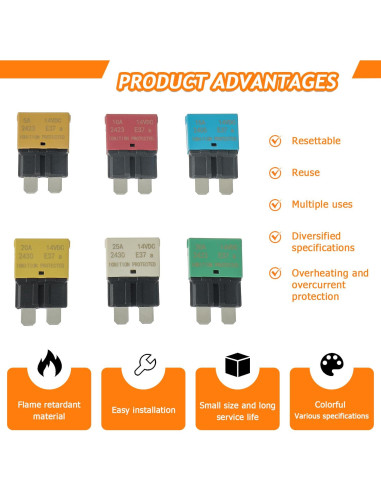 Fusibles Automáticos E37 Bajo Perfil 5A 10A 15A 20A 25A 30A