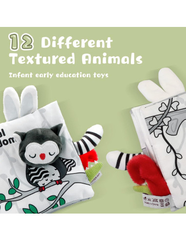 Libro de Tela Suave Sirecal para Bebés 0-12 Meses - Animales