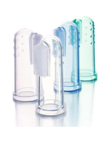 Cepillo de Dedo Brillante Baby Buddy - Silicona Azul para Bebés