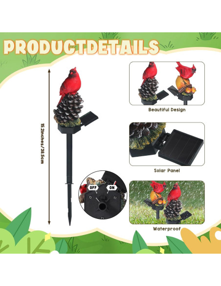 Estacas de Luz Solar Cardenales Capoda 2 Piezas 19cm