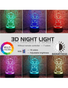 Luz Nocturna 3D LOUHH LED Inteligente 16 Colores Control Remoto 2
