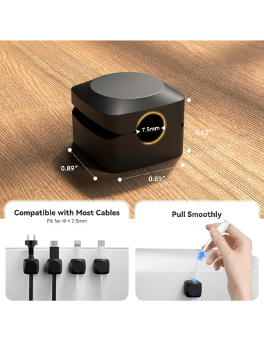 Organizador de Cables Rotatable Daisyhome 8 Piezas Negro