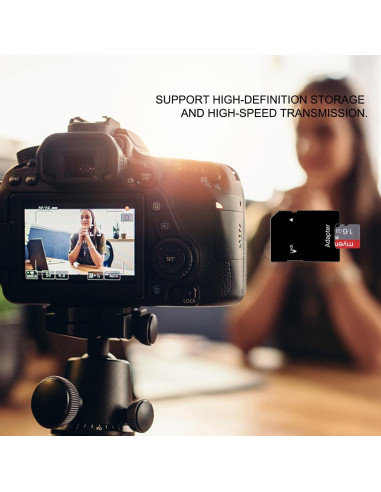 2 Tarjetas Micro SD 16GB myemuun C10 UHS-1 con Adaptador