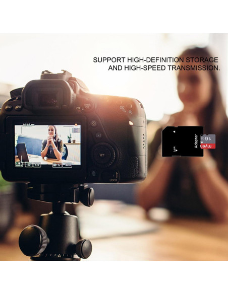 2 Tarjetas Micro SD 16GB myemuun C10 UHS-1 con Adaptador