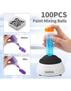 Mini Mezclador Vortex Nestlab 3000RPM Táctil Negro con 100 Bolas 2