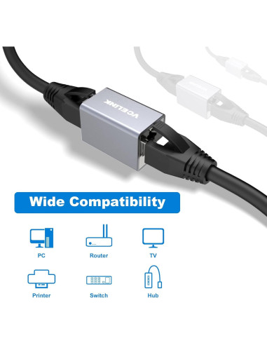 Acoplador Ethernet VCELINK RJ45 Cat7 Blindado 2-Pack