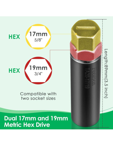 Llave de Tuerca de 10 Puntas Feekoon TA20-17/19 Acero Negro