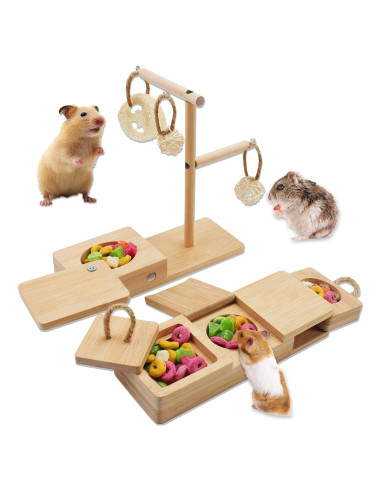 Juguete de Forrajeo de Madera YOBTEOY para Cobayas y Hámsters