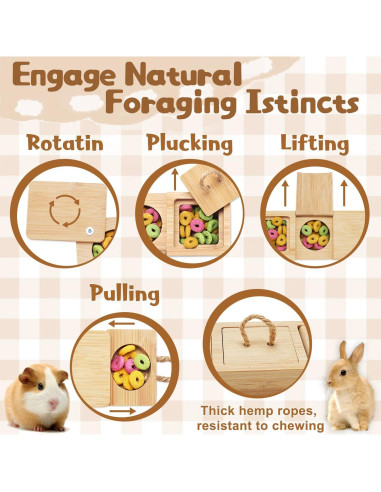 Juguete de Forrajeo de Madera YOBTEOY para Cobayas y Hámsters