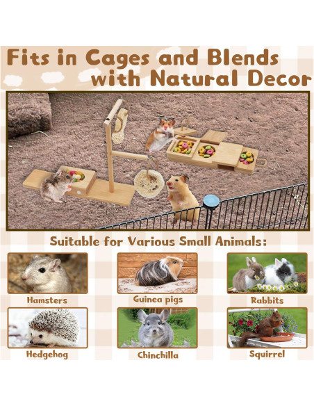 Juguete de Forrajeo de Madera YOBTEOY para Cobayas y Hámsters