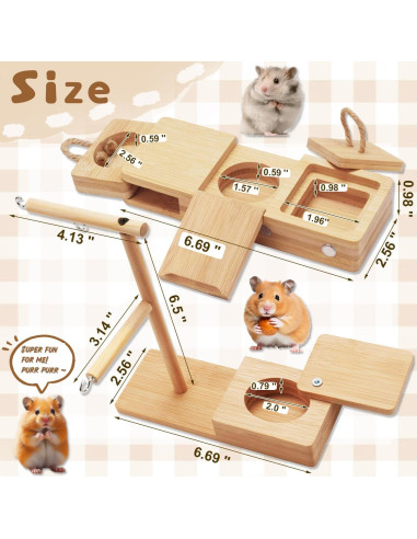 Juguete de Forrajeo de Madera YOBTEOY para Cobayas y Hámsters