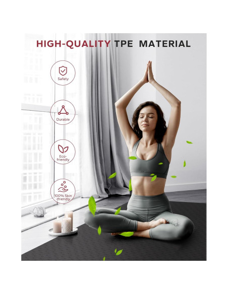 Esterilla de Yoga HAPBEAR Extra Ancha 183x91x0.6cm Antideslizante