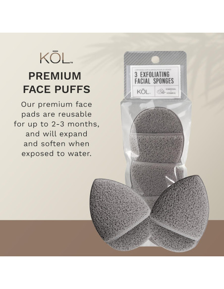 KOL Almohadillas Exfoliantes Faciales Premium 3 Piezas Carbón Vitamina E KOL Almohadillas Exfoliantes Faciales Premium 3 Piezas Carbón Vitamina E