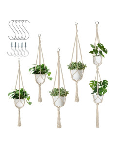 Colgadores de Plantas de Macramé Auckpure - 5 Piezas Beige