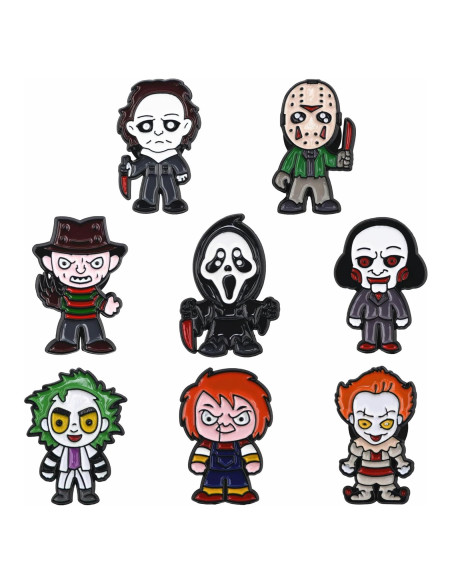 Pins de Esmalte de Personajes de Terror - 8 Estilos