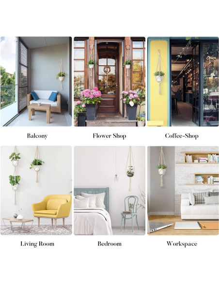 Colgadores de Plantas de Macramé Auckpure - 5 Piezas Beige