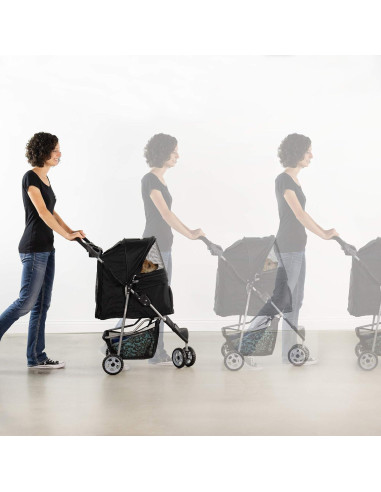 Carrito Plegable para Mascotas VIVO Negro 3 Ruedas 13.6 kg