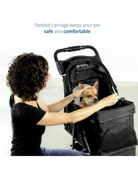 Carrito Plegable para Mascotas VIVO Negro 3 Ruedas 13.6 kg