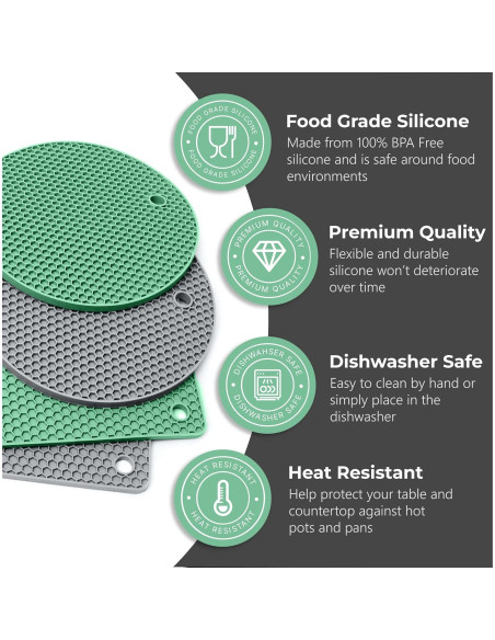 Trivetes de Silicona Linda's Essentials - 4 Piezas Resistentes al Calor