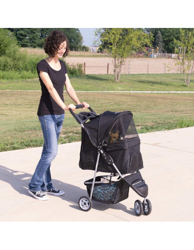 Carrito Plegable para Mascotas VIVO Negro 3 Ruedas 13.6 kg