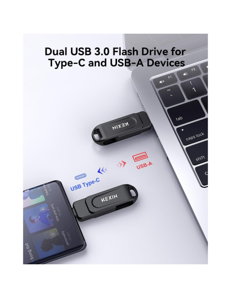 KEXIN USB C Dual 64GB Flash Drive 3.0 100MB/s Negro