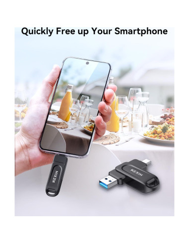 KEXIN USB C Dual 64GB Flash Drive 3.0 100MB/s Negro