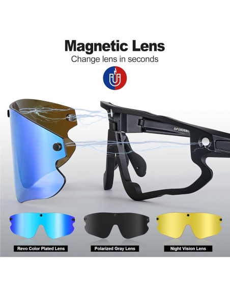 Gafas de Ciclismo Polarizadas Odoland con 3 Lentes UV400