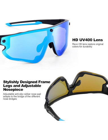 Gafas de Ciclismo Polarizadas Odoland con 3 Lentes UV400