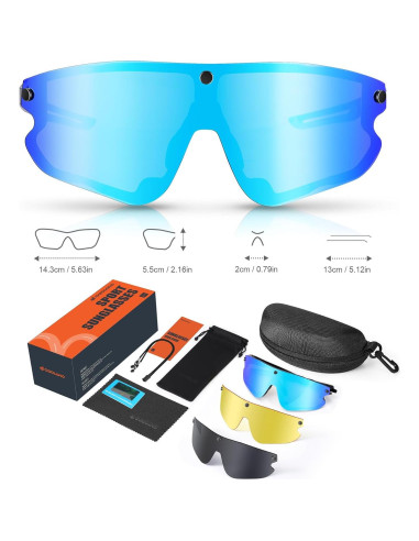 Gafas de Ciclismo Polarizadas Odoland con 3 Lentes UV400