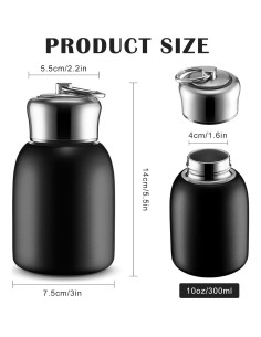 Botella de Agua Aislada Mifoci 300ml Acero Inoxidable Negra 2