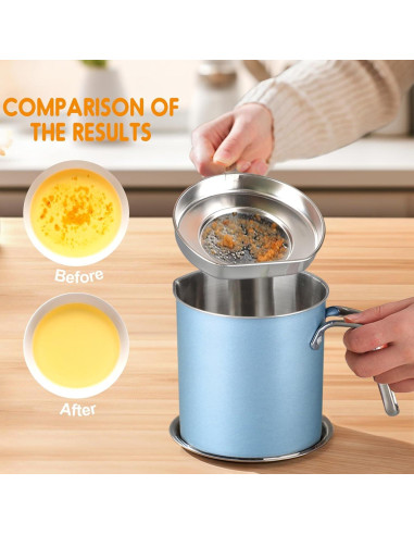 Contenedor de Aceite de Cocina Chihee 2L Acero Inoxidable con Colador