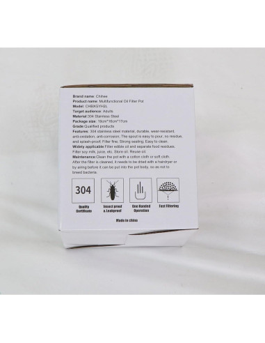 Contenedor de Aceite de Cocina Chihee 2L Acero Inoxidable con Colador