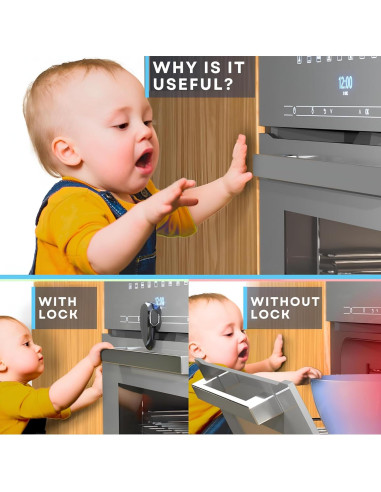 Cerradura de Seguridad para Horno Infantil - Negro, Resistente al Calor