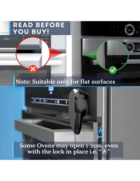 Cerradura de Seguridad para Horno Infantil - Negro, Resistente al Calor