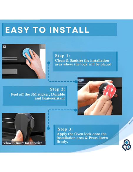 Cerradura de Seguridad para Horno Infantil - Negro, Resistente al Calor