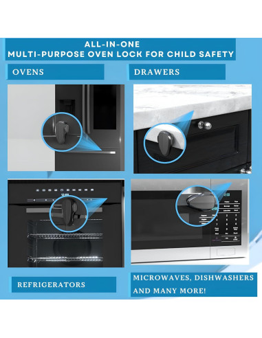 Cerradura de Seguridad para Horno Infantil - Negro, Resistente al Calor