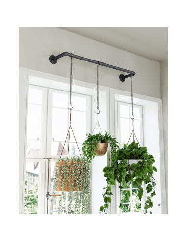 Soporte para Plantas SOFITORG 97 cm Metal Negro con 3 Cadenas