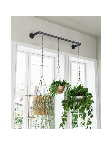 Soporte para Plantas SOFITORG 97 cm Metal Negro con 3 Cadenas