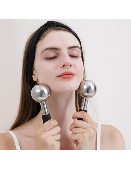 Esferas de Hielo Rotativas Pfefe para Facial y Ojos - Acero Inoxidable